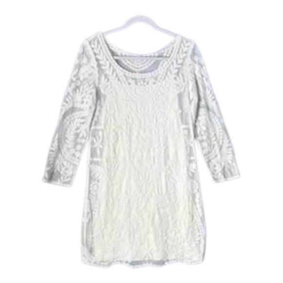 Y2K Express Off‎ White Lace Mini Dress Size Large - Picture 3 of 10